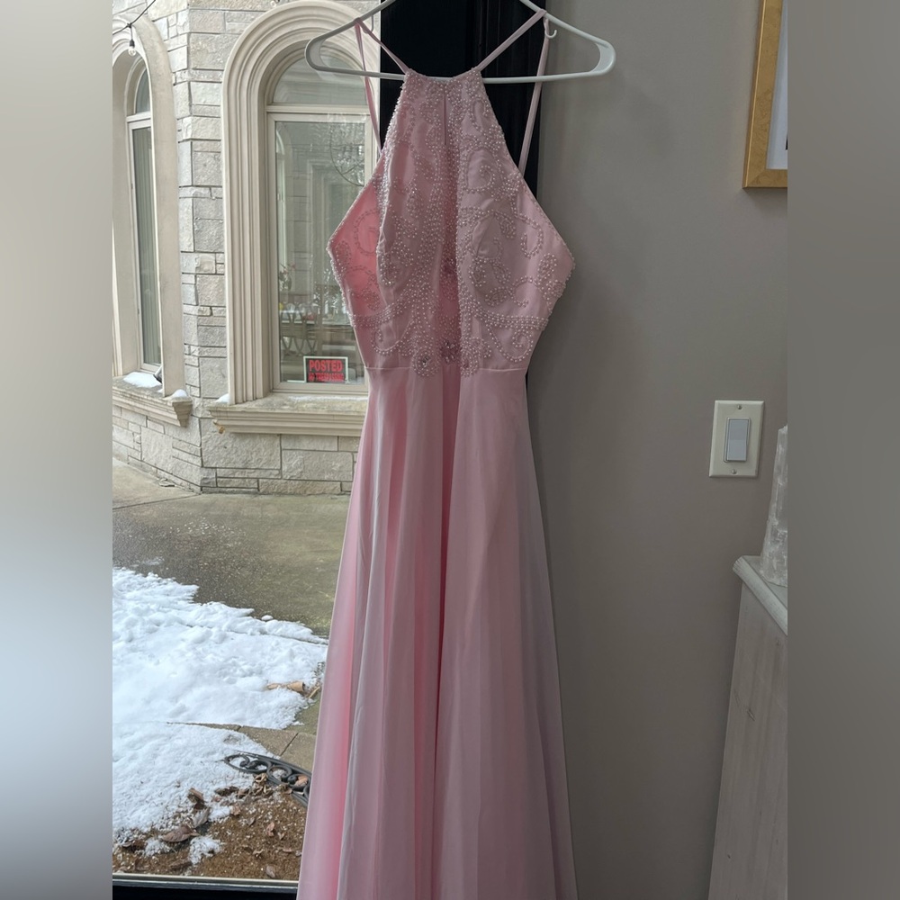 Elegant Pink Halter Dress